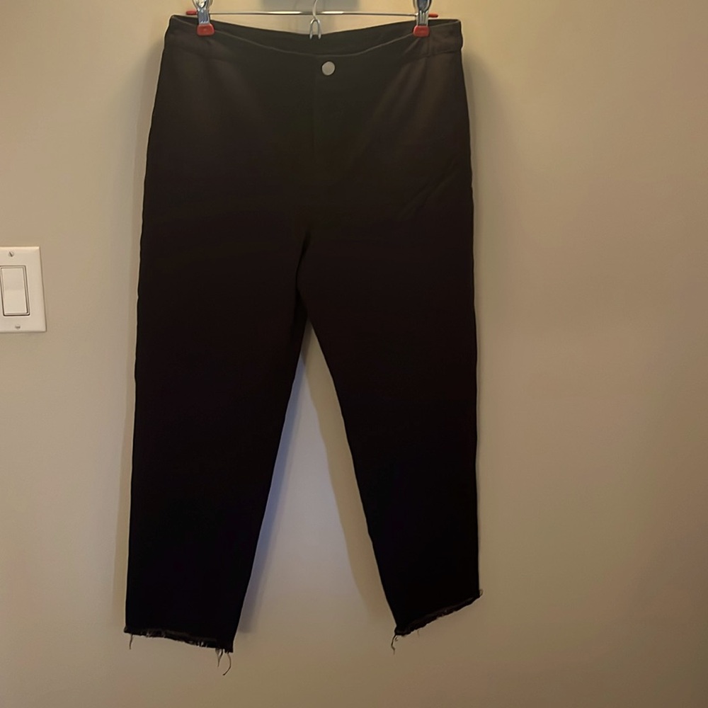 Faded off black Lysse chino ankle slight fringe bottom